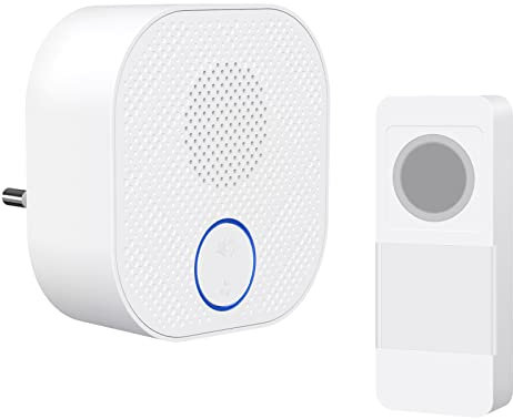 Flingel Funk, SURNICE Funkklingel Aussen Wasserdicht, 300M1000FT Reichweite Funk Türklingel Kit, 4 Lautstärkestufen 38 Klingeltöne, LED Blinkt