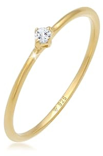 Elli Ring PREMIUM Ring Damen Stapel Solitär Elegant Filigran mit Topas Edelstein in 925 Sterling Silber Vergoldet