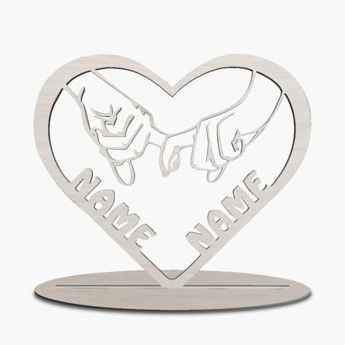 Pärchen Händchen halten Paare Geschenk personalisiert mit 2 Namen Persönliche Geschenke zum Jahrestag Geburtstag Hochzeit Verlobung für Sie & Ihn Freund-in Mann Frau I Batteriebetrieb & Farbauswahl