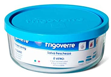 AC - Fiambrera Redondo de Cristal Recipientes para Alimentos de Plástico con Tapa Plástica, Fiambrera Apilable Hermético Recipientes. Apta para Lavavajillas y Microondas. Capacidad 160 CL.