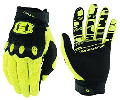 Seibertron Handschuhe Jugend/Kinder BMX MX ATV MTB Rennrad Mountainbike Fahrrad Offroad/Dirtbike Handschuhe für den Einsatz im Gelände Touch-Erkennung vollem Fingerdesign Fluo Gelb XS