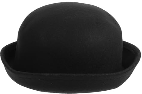 TENDYCOCO Damen Wollhut Schwarz Melonenhut Rund Mit Rollkrempe Weicher Woll Kuppelhut Für Herbst Winter Mode Accessoire