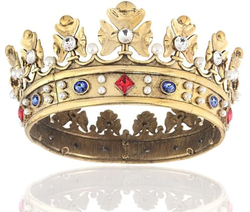 Barock Königskrone Herren Metall Prinz Haarkrone Vollkreis Geburtstag Party Haarschmuck für Cosplay Prom Quinceanera
