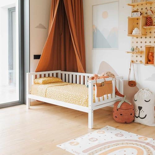 Sweet Home FROM WOOD Kinderbett - Holz Bettgestell mit Lattenrost - Kinderbett - Robustes Kinder Bett für Jungen & Mädchen - Kiefer Massiv (Weiss, 200x120cm)