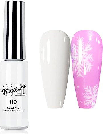 Painted Gel Nail Polish - 8ML White Gel Liner Nail Art Gel Polish - Basic Color Soak Off UV/LED for Painting Drawing Swirl Nails Home DIY