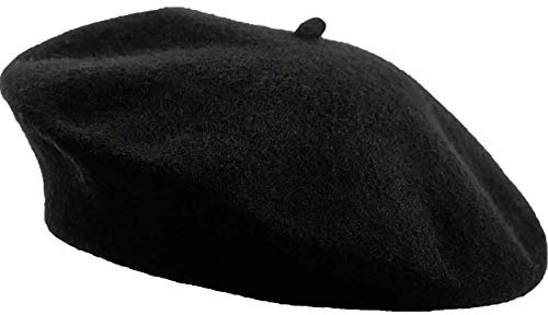 Damen Baskenmützen,Barette Warme Winter Herbst Baskenmütze Unisex Beanie Cap für Mädchen Damen (schwarz)