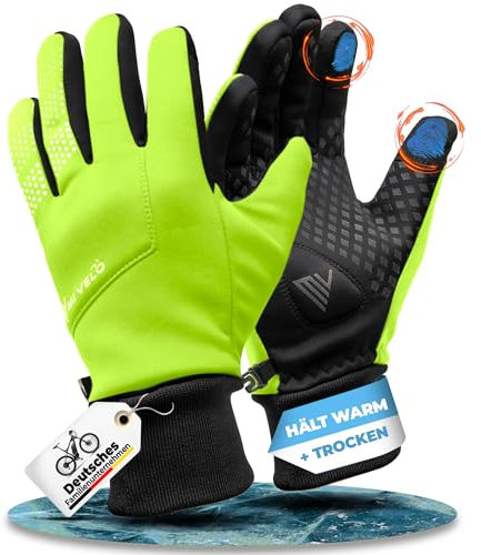 MIVELO Fahrradhandschuhe Herren Damen warm Winddicht wasserabweisend (M, gelb)