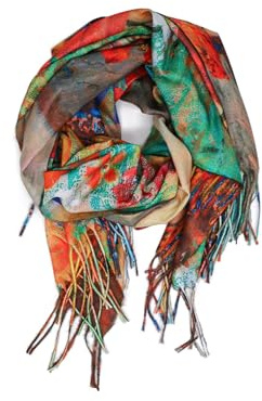 QUEEN HELENA Varm tung vinterhalsduk wrap sjal sjal rund hals mönster dam SC22-9, SC22-11 Orange, one size