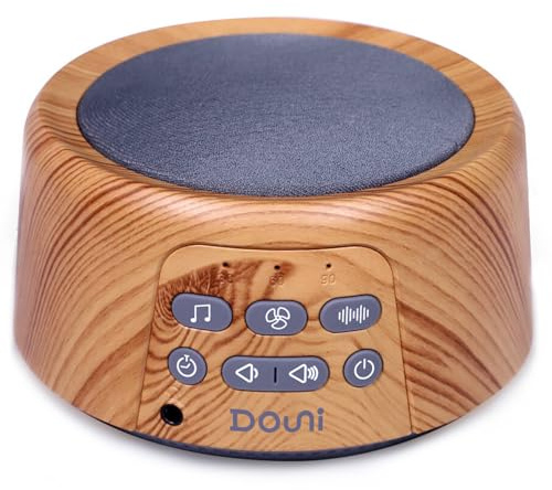 DOUNI Machine à bruit blanc avec 27 sons apaisants, volume réglable, fonction de mémoire pour dormir, relaxation, machine à son pour enfants, adultes, crèche, maison, bureau, voyage. Grain
