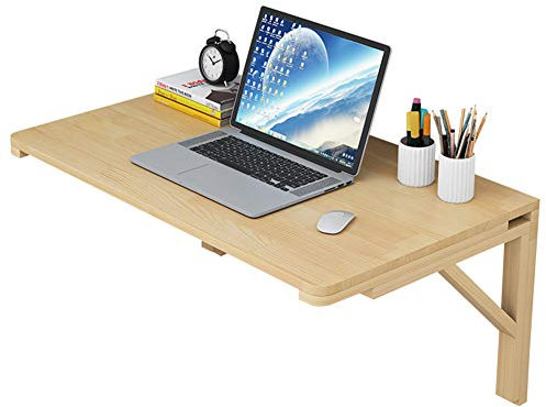 Klappbarer Wandschreibtisch, Kleine Wandmontierte Werkbank, Heimbüro, Wohnzimmer- Und Schlafzimmer-Hängecomputertisch, Platzsparender Schwebender Esstisch, Natürliche Holzfarbe, Größe Optional (L120