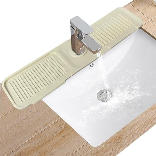 duoyif Paraspruzzi per Lavello da Cucina, 24 Pollici Grande Tappetino Drenante in Silicone, Tappetino di Scarico per Rubinetti, Tappetino Rubinetto Lavello Cucina (Bianco, 61x14cm)