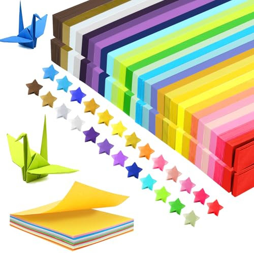 Prebarfun 2800 Pcs Stelle Carta Origami, Origami Paper in 27 Colori, Strisce Carta per Stelline Origami, Star Paper Strips Pieghevole per Lavori di Bricolage a Scuola, Regalo Bambini, Arte, Fai Da Te