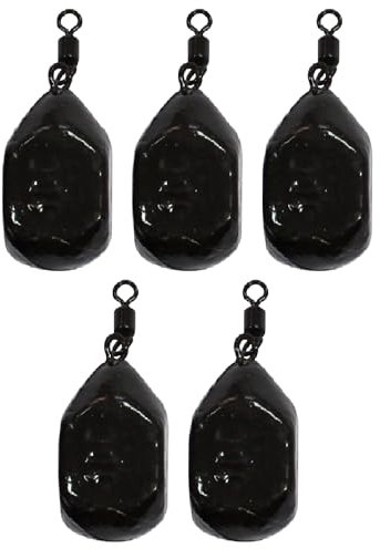 PRO FILSTAR Flach Grundblei Angeln Set 5 x 140g - Cube Form Blei Angeln mit Wirbel - Angel Bleie Set - Grundangeln - Blei Gewicht - Angelblei - Flat Fishing Weights - Bleigewichte – Karpfenblei Kit