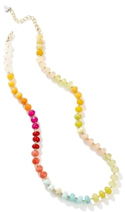 Gemstone Beaded Necklace for Women Colorful Natural Stone Freshwater Pearl Surfer Beach Rainbow Necklace Jewelry Gift (colorful -04)