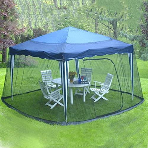 Zanzariera per Patio, Zanzariera per Ombrello Quadrato, con Corda Regolabile e Porta con Doppia Cerniera, Zanzariera per Gazebo da Esterno, Nero, 300x300x230 cm (Ombrello Non Incluso)