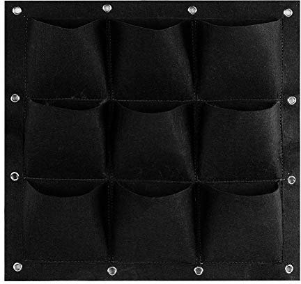 Gsycle 9 Taschen Pflanzentasche Vertikale hängende Pflanzen-Wachstumstasche Outdoor-Pflanzen-Wachstumstasche Garten-Pflanztaschen Pflanzgefäß Blumenbehälter (Negro)