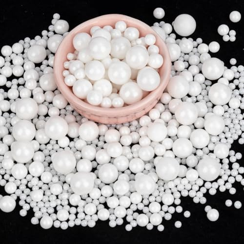 Twisweet White Sprinkles 130g, Edible Pearl Sprinkles for Cake Decorating | White sugar pearls, cake decorations & cake toppers for cupcakes, cookies, ice cream, weddings, baby showers & winter cakes
