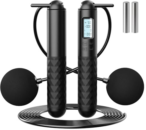 Ropeless Skipping Rope, Cordless Skipping Ropes for Adults with Non-slip Handle, Adjustable Digital Jumping Rope, Weighted Jump Ropes for Exercise Fitness Gym Workout Equipment