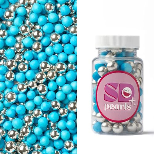 SD Pearls Streuselmix, Bunte Zuckerstreusel & Perlen Mix „Blau“ 90g, Essbare Tortendeko für Kuchen, Muffins & Cupcakes, Zuckerperlen für Torte, ideal als Backzubehör für Geburtstage