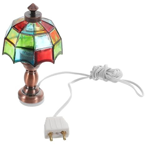 Vaguelly Lámpara De Casa De Muñecas Lámpara De Mesa Led Miniatura Colorido Retro para Decoración De No Incluye Batería