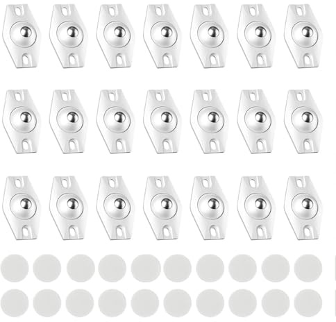 20 Stück Kugelrollen, Mini Rollen für Küchengeräte, Selbstklebend 360° Möbelrollen klein, Kugelrollen für Möbel für Abfalleimer, Mülltonnen, Küchenutensilien, Kleinmöbelrollen (Weiß)