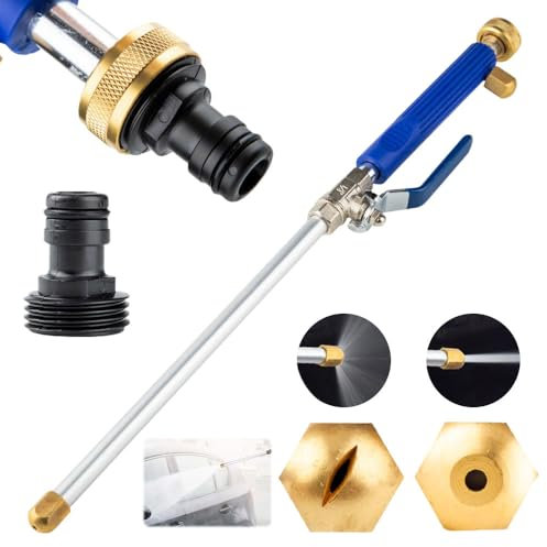 Rppiup High Pressure Washer Hose Attachment, 2-In-1 Jet Wash High Pressure Hose Nozzle Attachment with An Extension Tube & 2 Jet Nozzles, Expandable Portable Power Washers for Patio and Car Garden