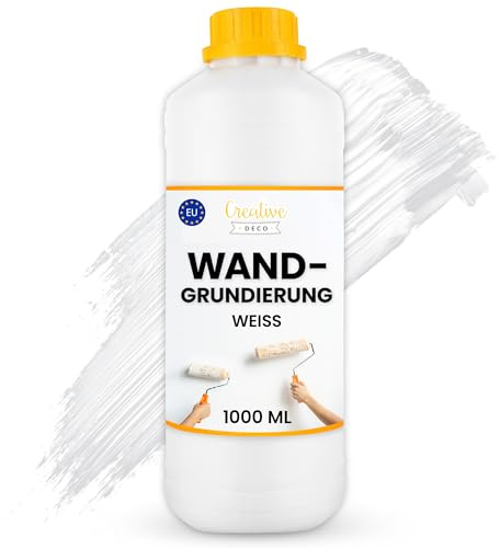 Creative Deco Apprêt Mural 1L Blanc | Murs et Plafonds | Adhésion de Peinture Application Facile Bloque les Taches Séchage Rapide | Sans Solvant | Efficacité de Couverture +/- 5m²