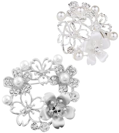 CTIRCHIU Ausgehöhlte Blumenbrosche Aus Legierung Mit Perle Silberfarbene Kragennadel Für Damen Schadstofffrei Elegantes Schmuckzubehör Für Anzug Und Mantel