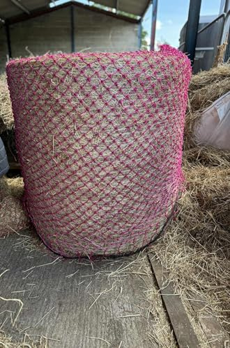 Equipride Rundballen-Heunetz, langsamer Futterspender, kleine Löcher und 1,8 m große Ballen (Rosa)