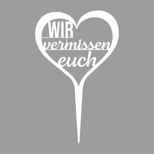 Illumino Grabschmuck Grabstecker Wetterfeste Grabdekoration aus Stahl mit Trauerspruch I Wir vermissen euch I Eine liebevolle Erinnerung
