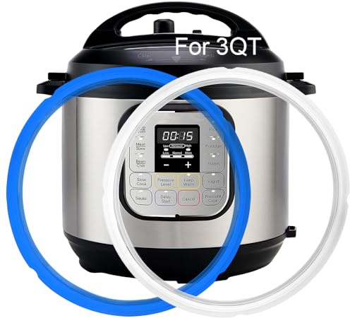 2-Pack Sealing Ring for Instant Pot Mini 3-Qt, Food-grade Replacement Parts for Instapot 3 Quart, Non-Toxic, BPA-Free Accessories for Instant Pot, Lid Gasket for Instantpot Mini 3 Qt, Clear, Blue