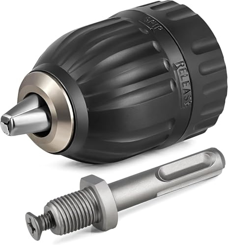 CYTGOUPER SDS-Plus-Bohrfutter-Adapter, 2–13 mm Kapazität, Kunststoff, Stahl, Bohrfutter-Adapter, schlüssellos, 1/2-20 UNF SDS-Bohrfutter-Adapter für Elektrohammer, Umwandlung in ein