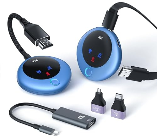 TPUFO Wireless HDMI Transmitter and Receiver, 4K Decoding 1080P Output, 2.4G+5G Dual-Band Plug-and-Play Wireless HDMI for Audio and Video from TV Box/DV/PC/Computers to Monitors
