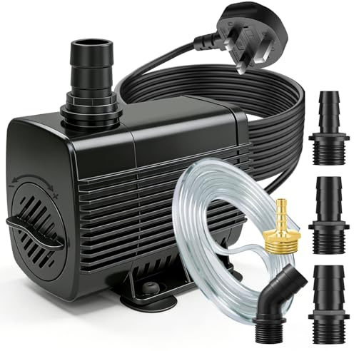 2600L/H 50W 3M Cable Submersible Water Pump with Tubing | Ultra Quiet, Overheat Protection for Aquariums, Water Features, Hydroponics, Fountains, Ponds