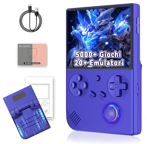 RG40XX V Console di gioco portatile retrò,5000+ giochi,20 emulatori,console di gioco retrò,schermo IPS OCA da 4 pollici con,supporto per uscita TV,Linux,emulatore portatile da 3200 mAh (Bianco 64G)