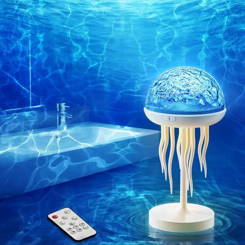 BRIGHTWORLD Shower Lamps, 7 Color Jellyfish Lamp with Dancing Legs, Ocean Wave Projector Light, Dimmable Northern Lights Projector for Shower, Bathroom, Bedroom Ocean Decor