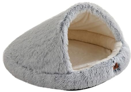 Mateju Hundebett Flauschig, Plüsch Haustierbett Katzenbett Flauschig Weiche Warme Hundekissen mit rutschfest Unterseite Muschel Form Katzenkissen für Mittelgroße Kleine (Grau,XXS 50x40cm)