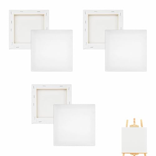Lot De 6 Toiles à Peindre 15 X 15 cm Painting Canvas Board Blanche Tableau Peinture Toile Pour Peinture à L'huile Croquis