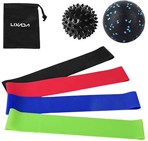 Exercise Loop Bands with Fascial Ball Spiky for Yoga Pilates Home Gym Training Stretching Workouts Toning Relaxation