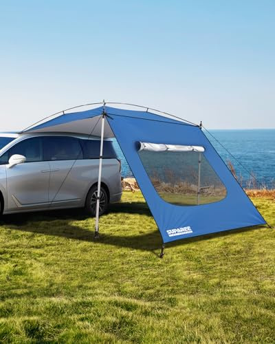 SUPAREE Markise für Auto Camping Auto Markise Sonnensegel Sonnensegel für SUV mit Seitenwänden und Fliegengitter Fenster 210D Oxford UV-Schutz Wasserdicht für Wohnmobil Van Wrangler