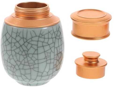 SUPVOX Ceramic Tea Storage Jar Airtight Canister Medium Size Porcelain Loose Tea Tin Sealed Storage Container for Kitchen Pantry
