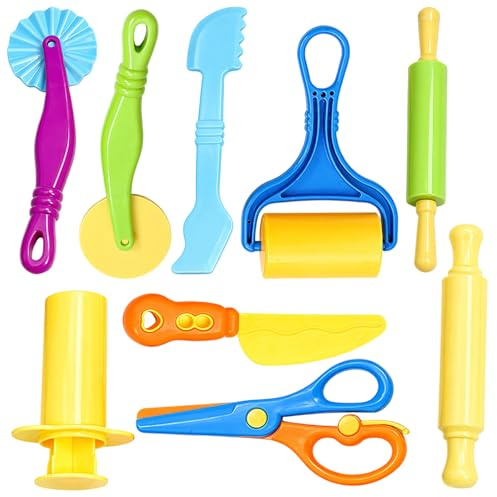 Knete Set, 9-Teiliges Knete Zubehör, Knetwerkzeug Für Kreatives Spiel, Vielseitiges Knete Set, Farbenfrohes Spielzeug Für Fantasie Und Motorik