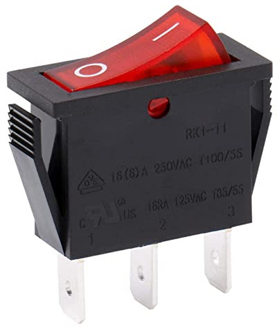 CABLEPELADO - Interruptor Basculante ON-OFF (SPST) | 3 Pin, Doble Polo | Conmutador de Encendido y Apagado con Luz Roja | 16A 250V / 20A 125V