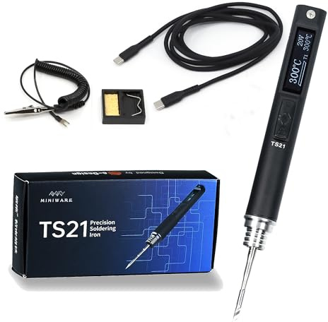 NovelLife TS21 Precision Soldering Iron Kit,Adjustable Temperature USB Electric Welding Station,Digital OLED Screen Display with KU Solder Tip, ESD Ground Clip