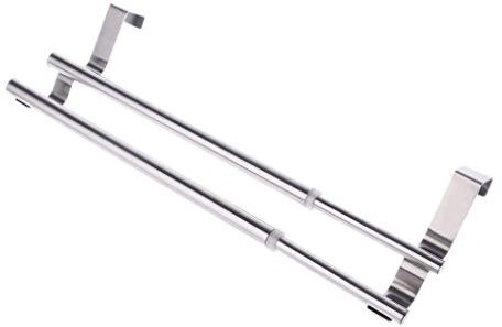 Yanhonin Porte-serviettes, Porte-torchon à suspendre sur un placard, Double Poteau Télescopique, Accroche torchon pour la cuisine, la salle de bain ou le garage, Acier inoxydable poli