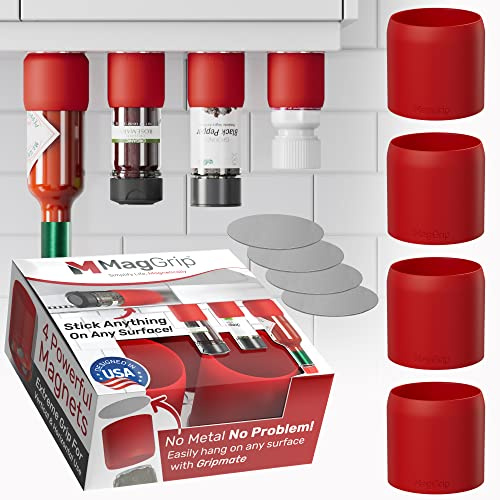 Magnetic Spice Jars Grip, RV Camper Kitchen Organization, Organization Must-Haves, Camper Must Haves, RV Kitchen Accessories, Motorhome Accessories, Tiny Home Gadgets Space Saving 4pk Red