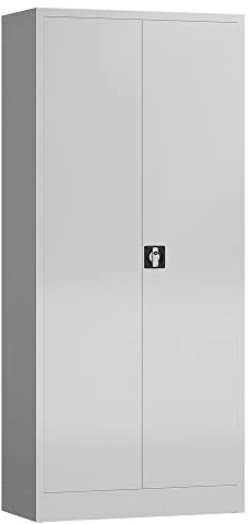 Aktenschrank Metallschrank abschließbar mit 2 Türen, 4 Fachböden 1800 x 800 x 380mm (RAL 7035/7035 lichtgrau/lichtgrau)