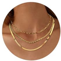 Adramata 3Pcs Halskette Damen Edelstahl Kette Damen Schlangenkette Figaro Stapelbar Halskette Damen Gold/Silber