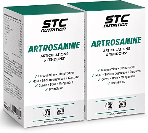 STC Nutrition Artrosamine articulations & tissus conjonctifs 2x120 gélules | Glucosamine, chondroïtine, MSM, curcuma, flexibilité des tendons, vitamines et minéraux, cartilages, souplesse, cure de 30j