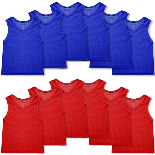Sintege 12 Pcs Gilets d'Entraînement d'Équipe de Mêlée de Basketball Gilets de Sport en Maille de Nylon Maillots de Dossards pour Enfants | Pennies de sport pour jeunes adultes, gilet respirant pour équipe, maillots d'entraînement en maille, légers sans manches